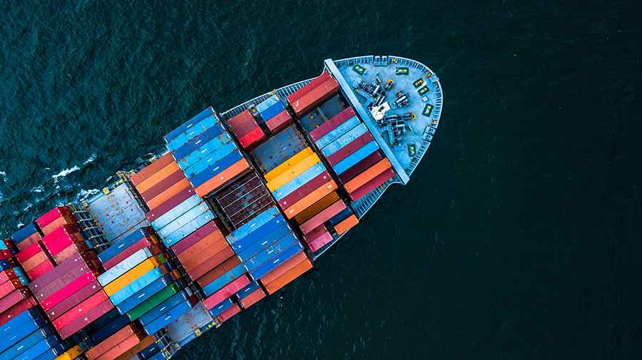 Ocean freight container ship at sea