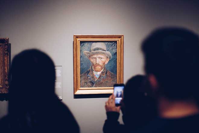Gallery visitors snap phone photo of Van Gogh’s self portrait painting