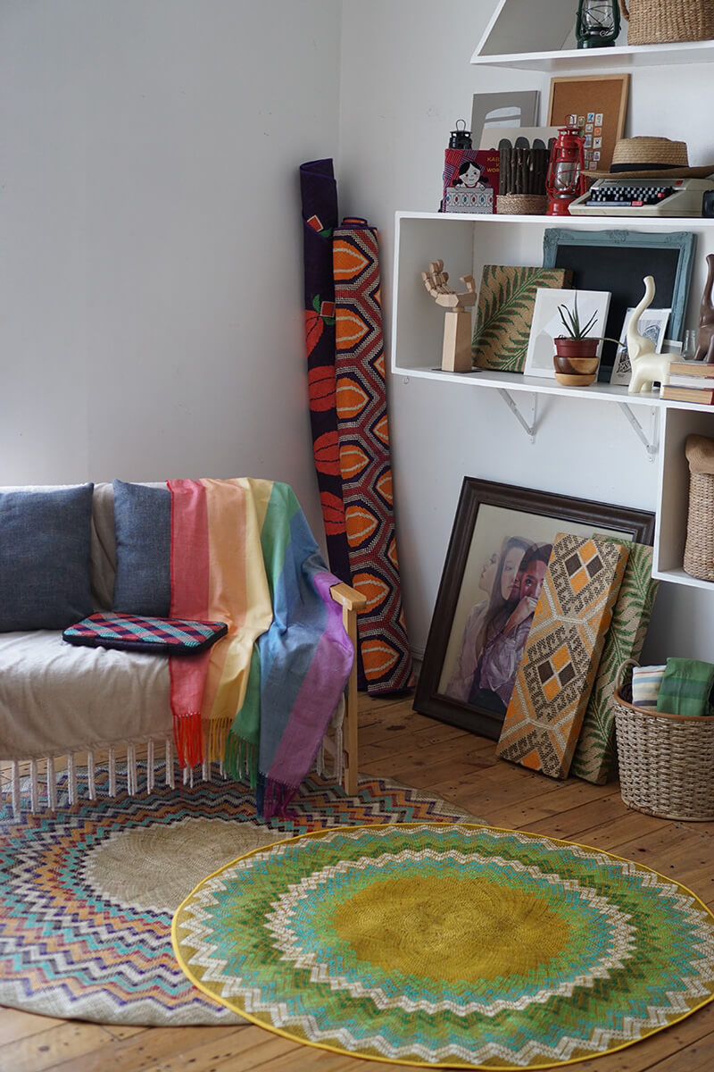 Hand woven handicrafts on display