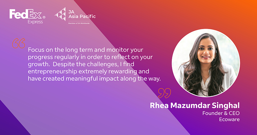 Quote from Rhea Mazumdar Singhal, founder and CEO of Ecoware