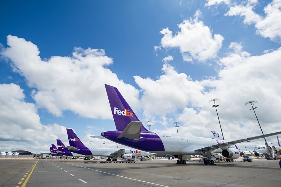 FedEx planes on runway
