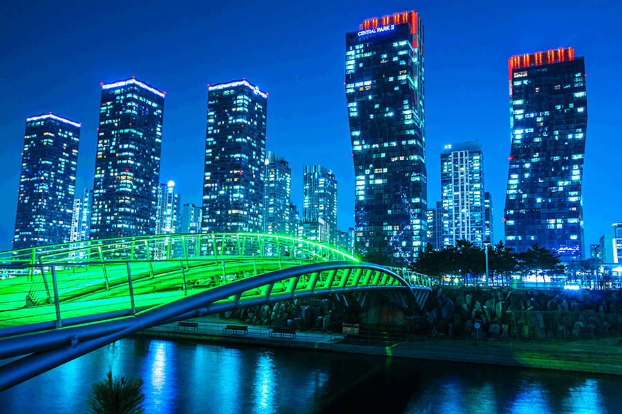 Incheon bridge at night in South Korea