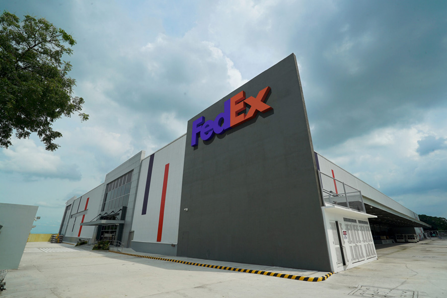 Large FedEx facility with FedEx sign