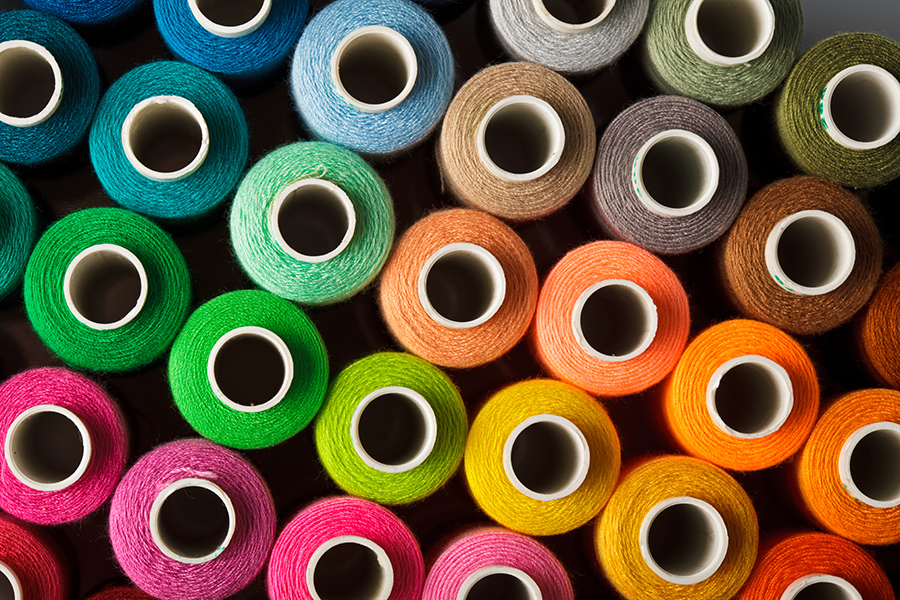 Rolls of colorful threads