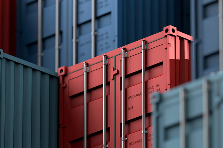 Red and blue shipping containers
